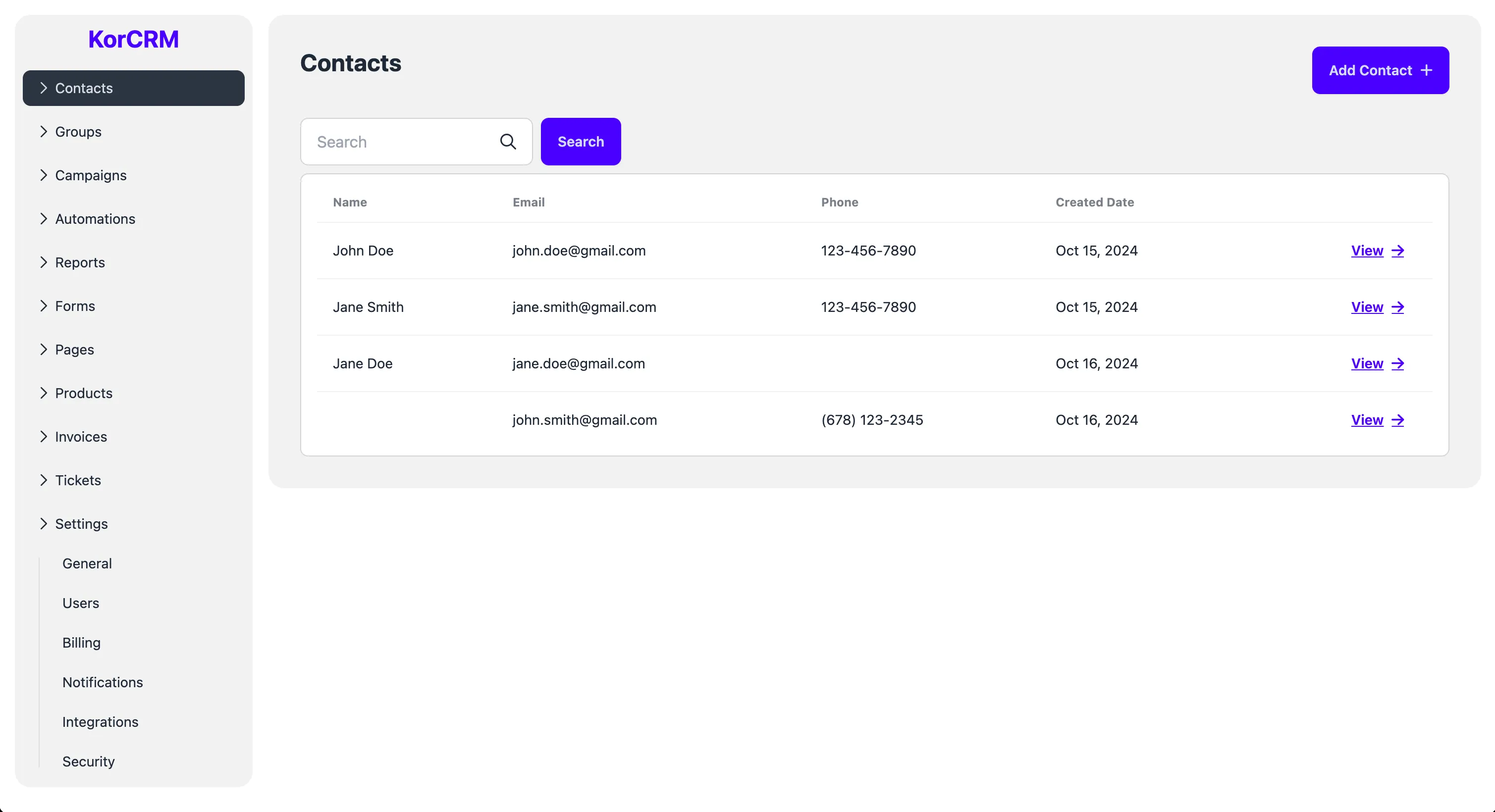 KorCRM - Customer Relationship Management